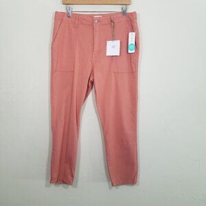 NWT Pistola Mara Straight Leg Capri Pant Burn Orange Stretch Size 33